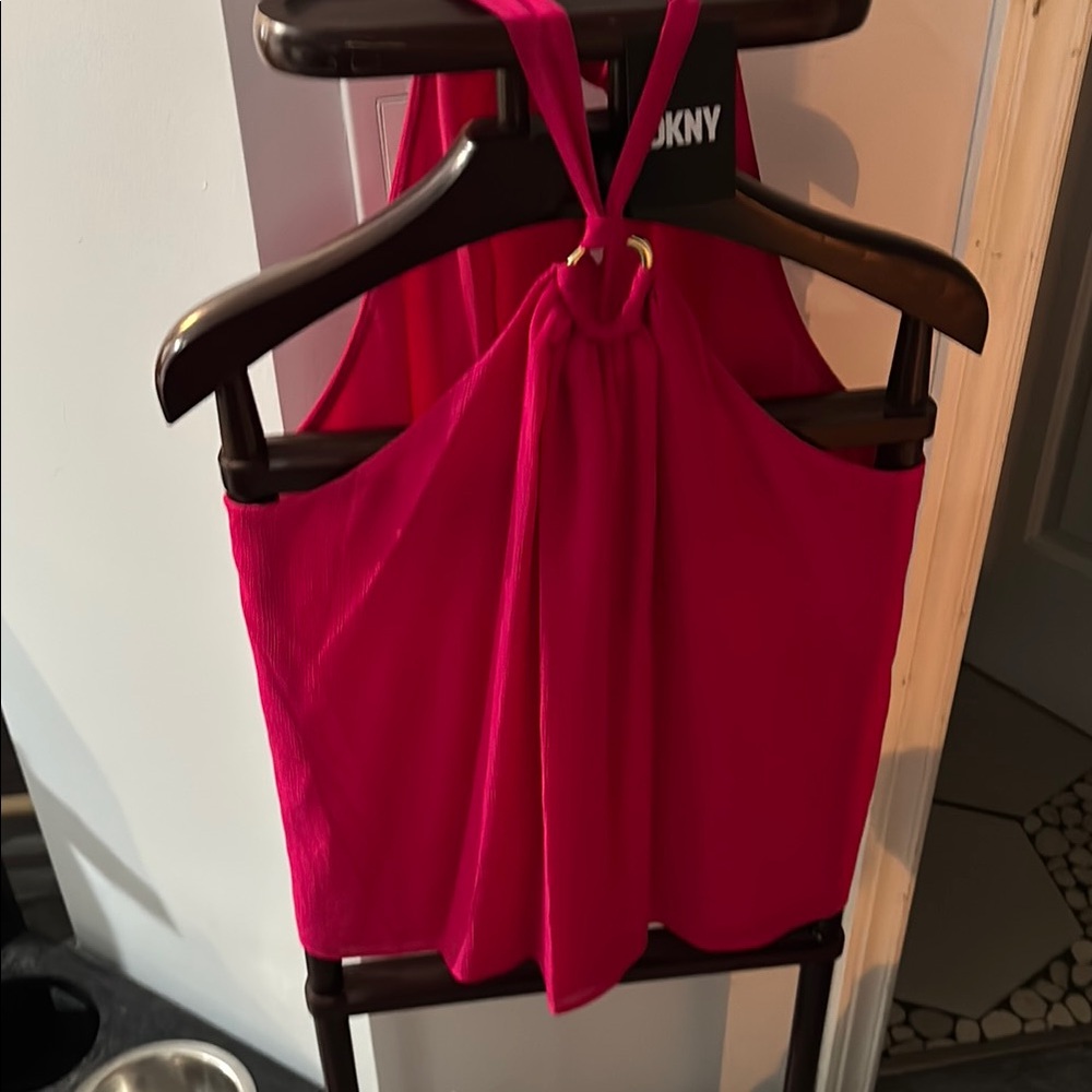 DKNY FusciaSleeveless Halter Tank Top